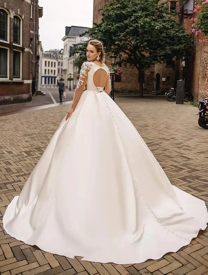Classic Round Neck Princess Wedding Dress