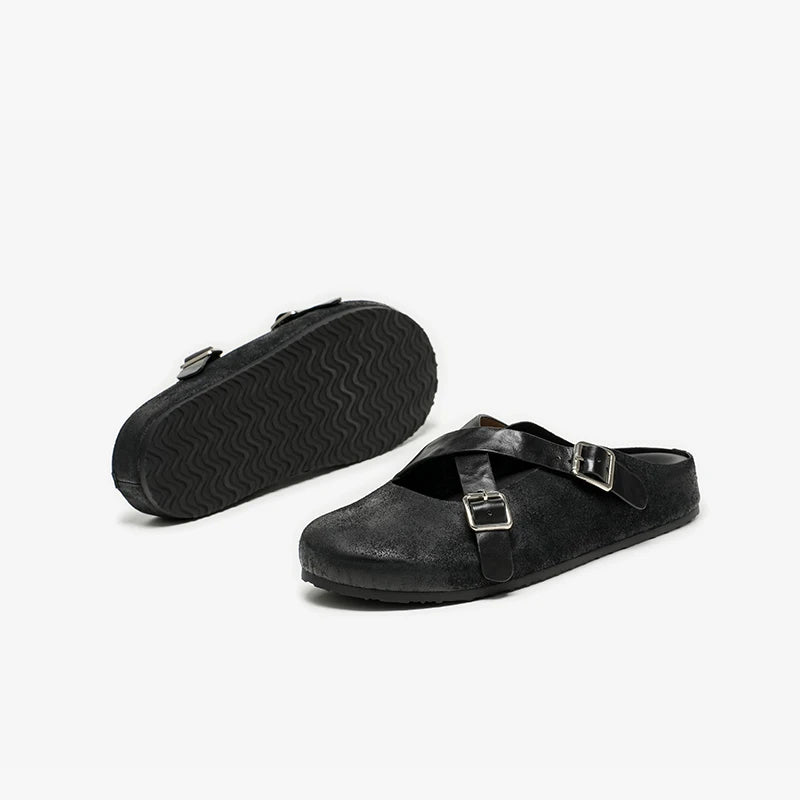Refined Cross-Tied Outdoor Slippers