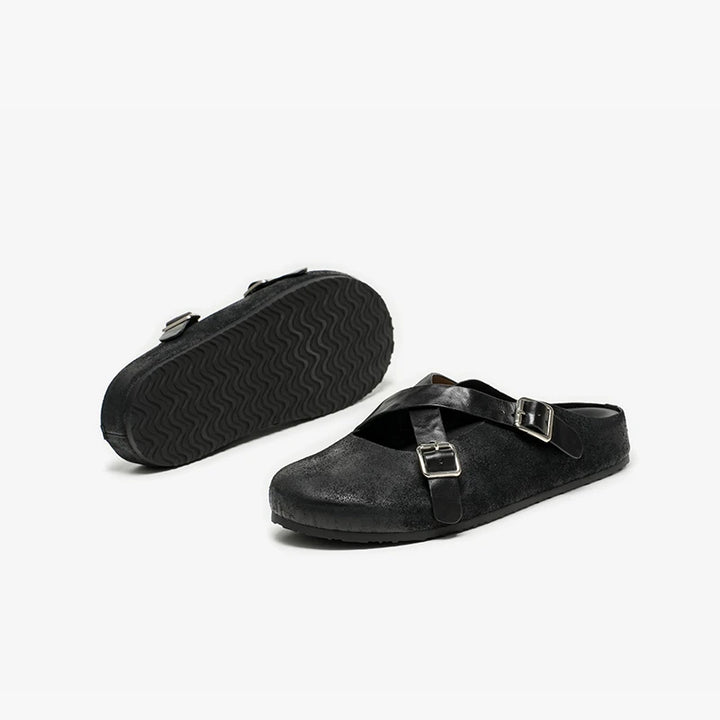 Refined Cross-Tied Outdoor Slippers