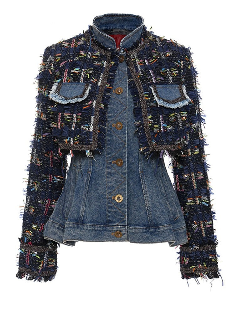 Loose Fit Women's Denim Tweed Jacket| All For Me Today
