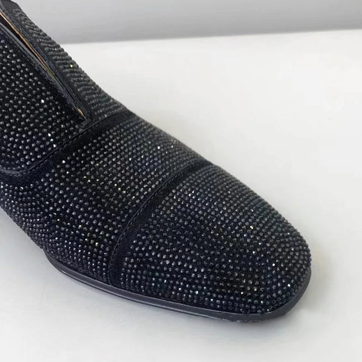 Luxury Rhinestone Suede Wedding Loafers