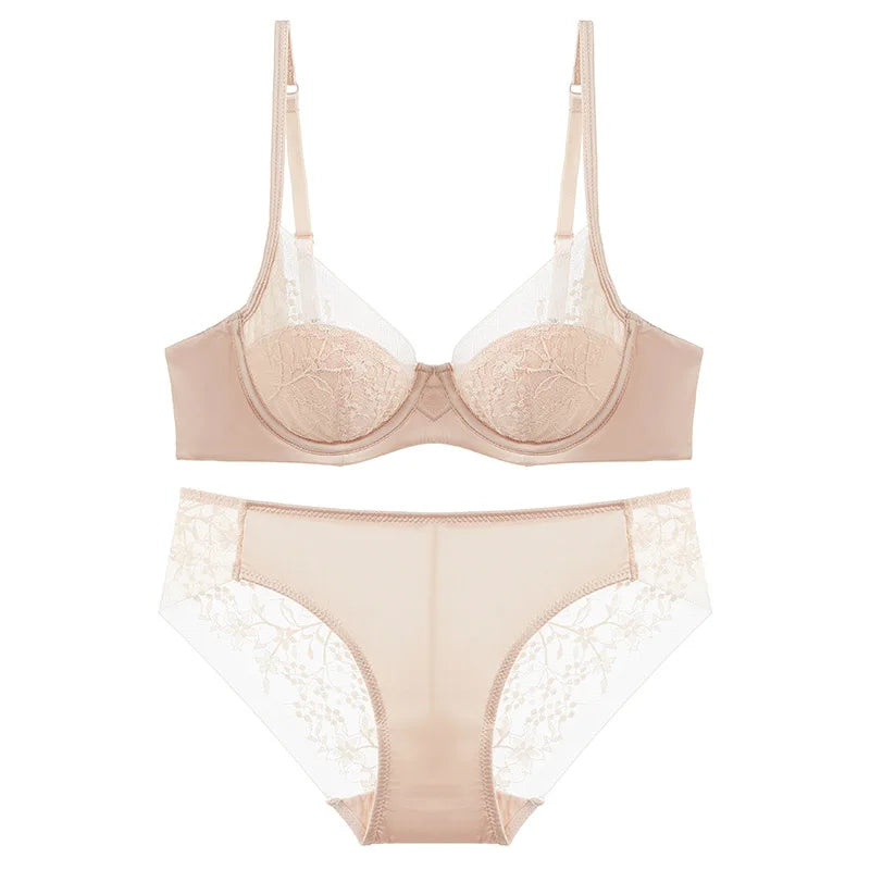 Elegant French Thin Cup Bra Set