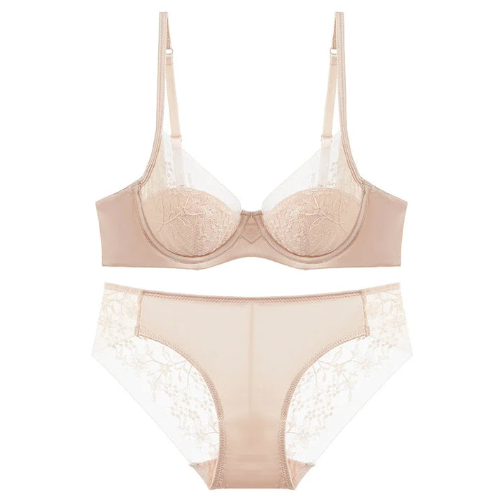 Elegant French Thin Cup Bra Set