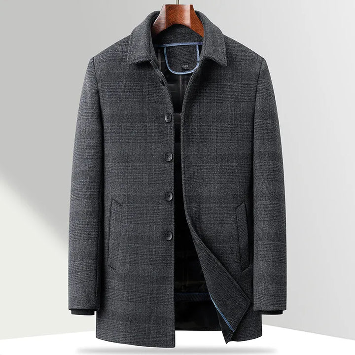 Refined Wool Checkered Coat