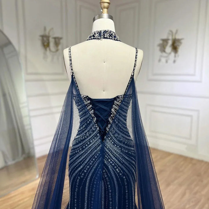 Chocker Cape Arab Party Gown