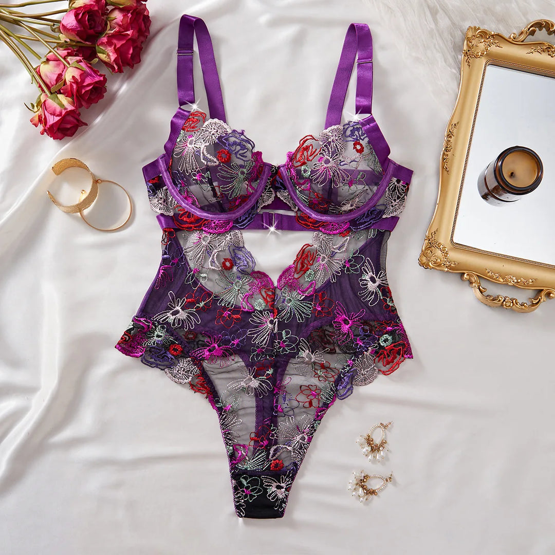 French Style Floral Embroidered Lingerie