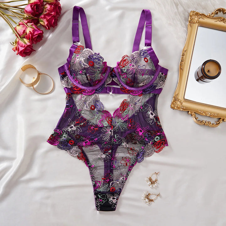 French Style Floral Embroidered Lingerie