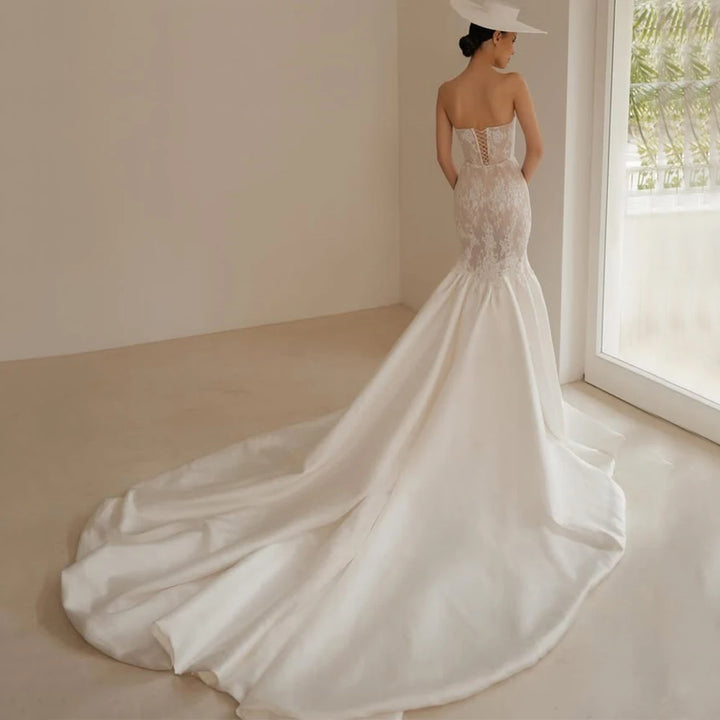 Sophisticated Open Back Lace Up Bridal Dress