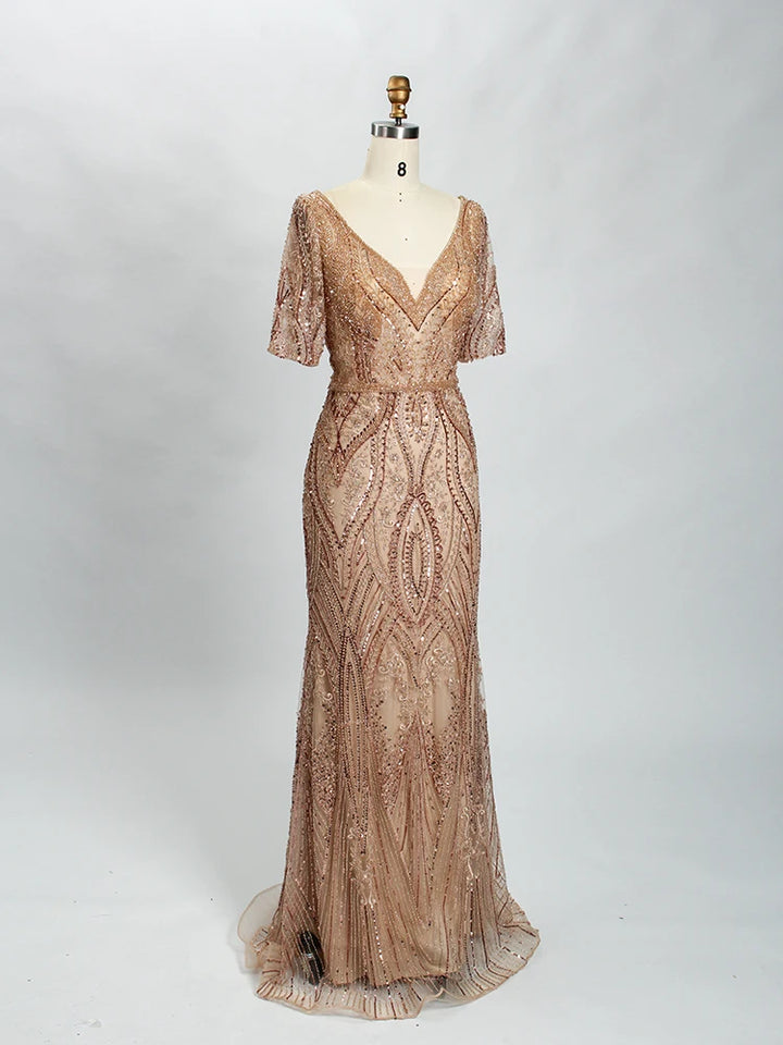 Experience The Beaded Elegance Evening Dress