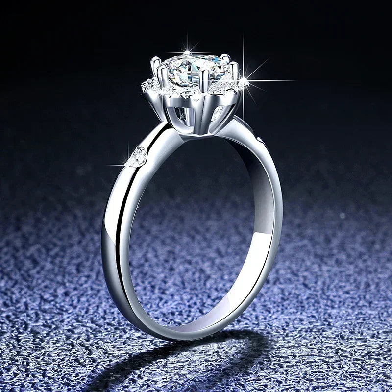 Elegant Flower Bud Moissanite Ring