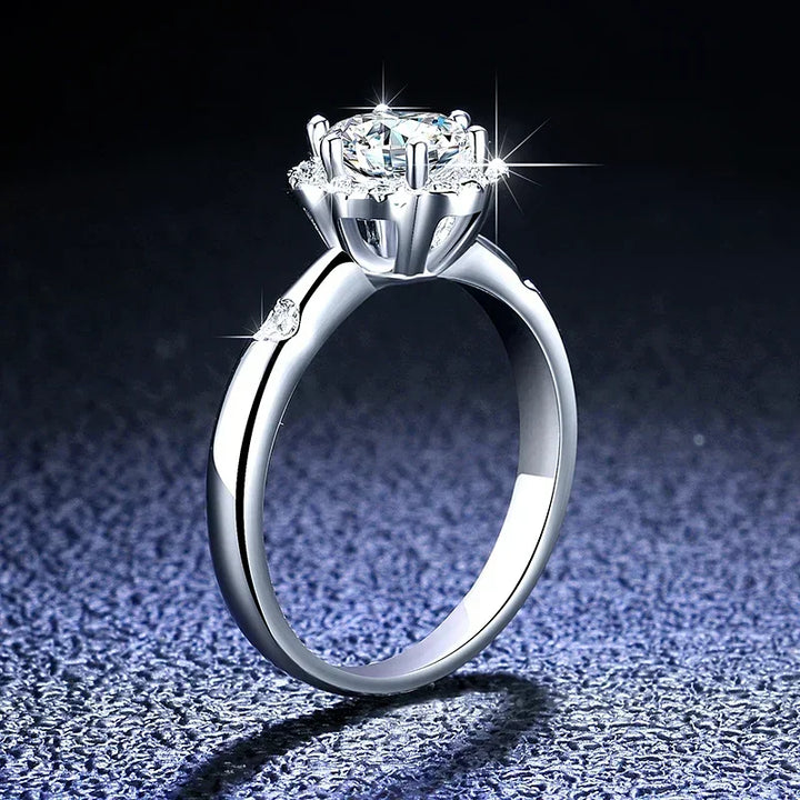 Elegant Flower Bud Moissanite Ring