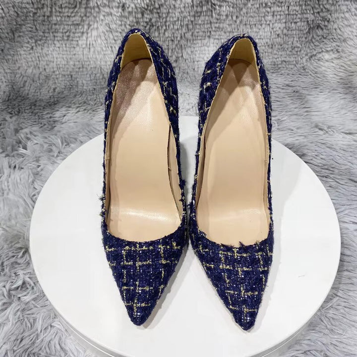 Woven Fabric Pointy Toe Women's High Heel Shoes