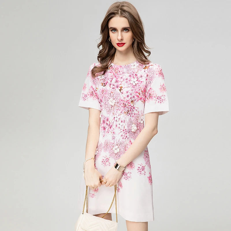 Three-Dimensional Flower Mini Dress