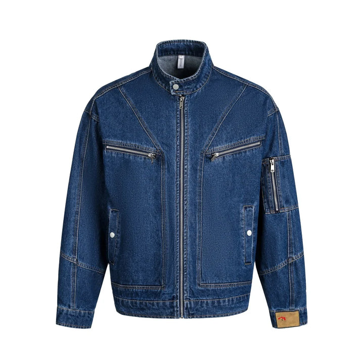 Stylish Spliced Distressed Denim Jacket
