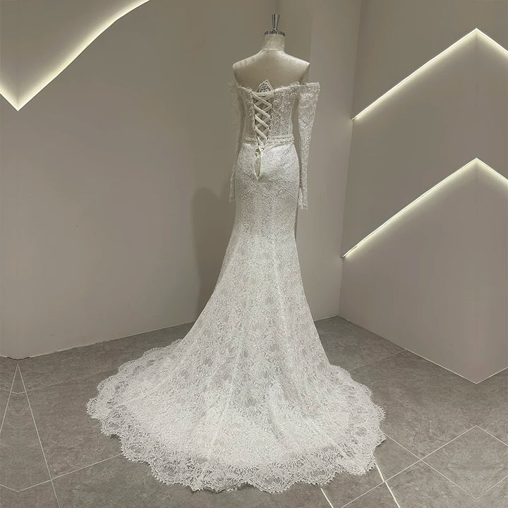 Wonderful Off Shoulder Wedding Gown