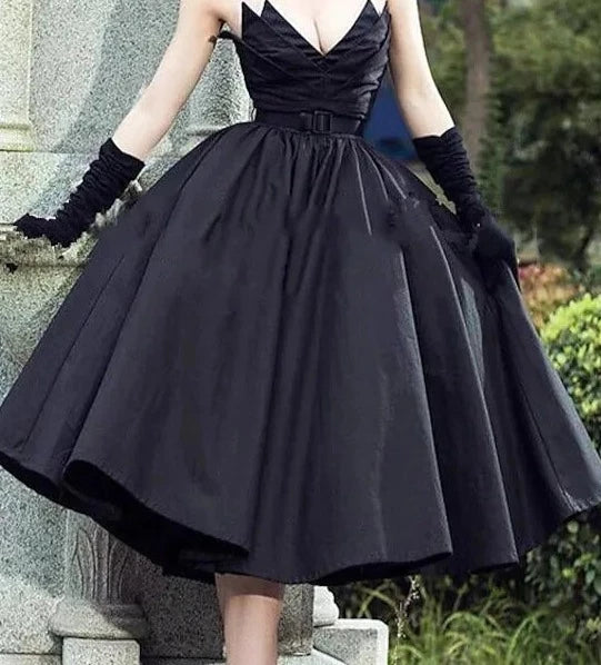 Black Tea-Length Bridal Dress
