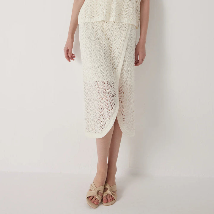 Refined Hollow Out Linen Skirt