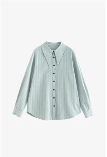 Peter Pan Collar Striped Blouse