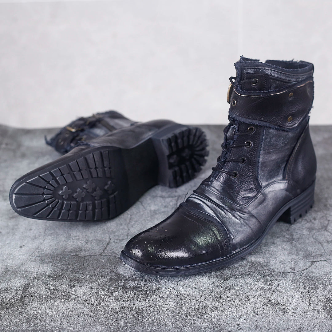 Trendy Cowhide Leather Pointed Toe Chelsea Boots