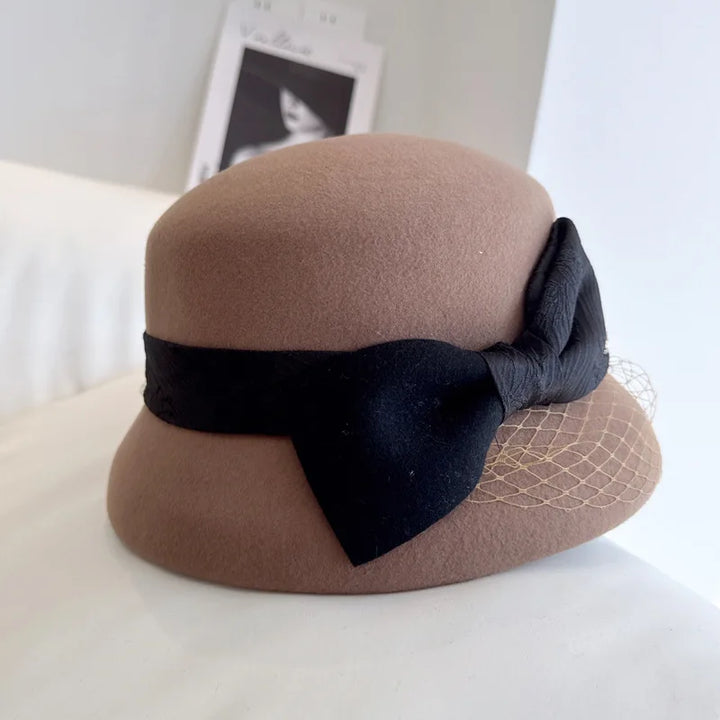 Cute Bow Accent Wool Hat