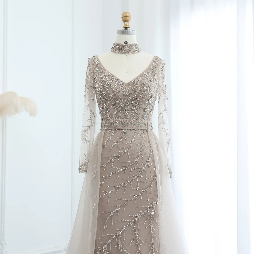 Luxurious Beaded Long Sleeves Formal Dress