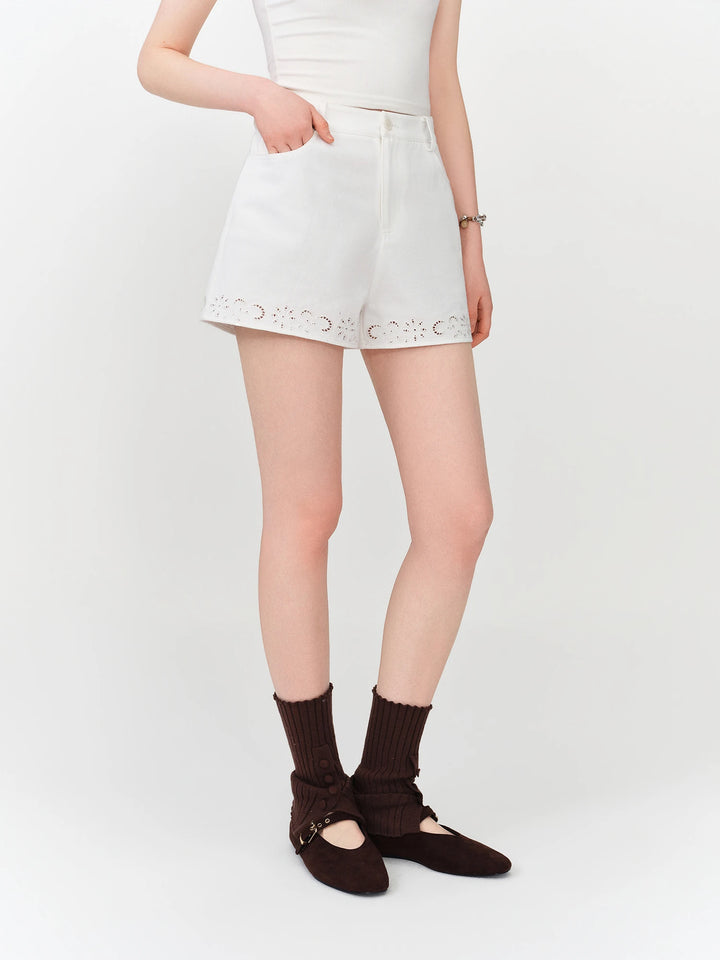 Luxury Hollow Out High-Waisted Shorts