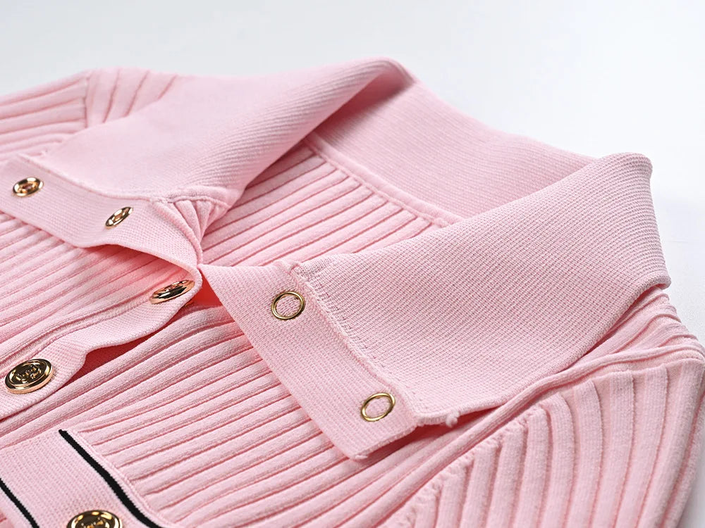 Wide Turn-Down Collar Blends Cardigan