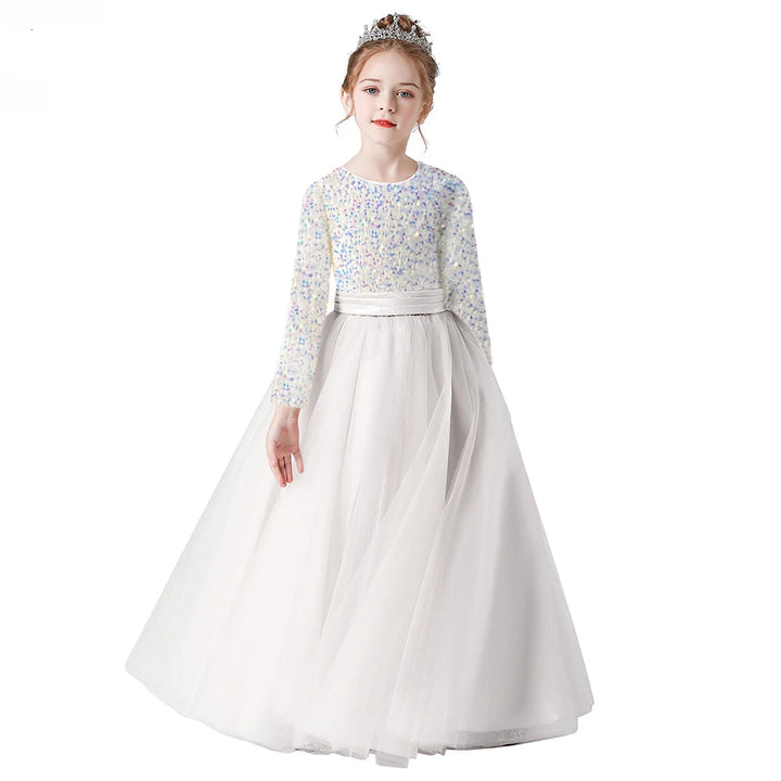 Glittery Sequins Girl's Tulle Party Dress