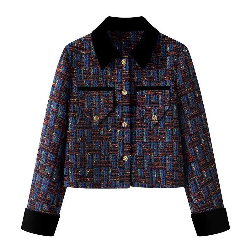 Elegant Slim Tweed Short Coat