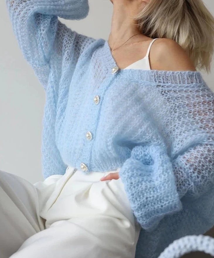 Crochet Knit Women's Sheer Cardigan