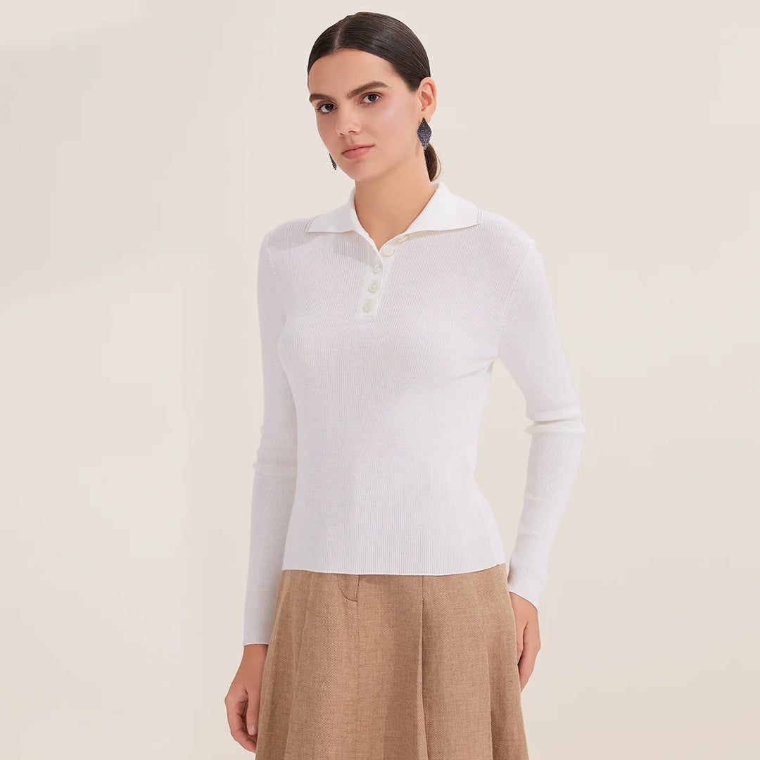 Lovely Merino Wool Polo Sweater