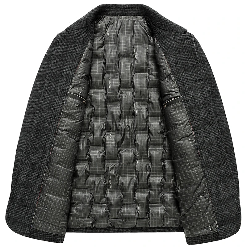 Warm Woolen Plaid Windproof Overcoat