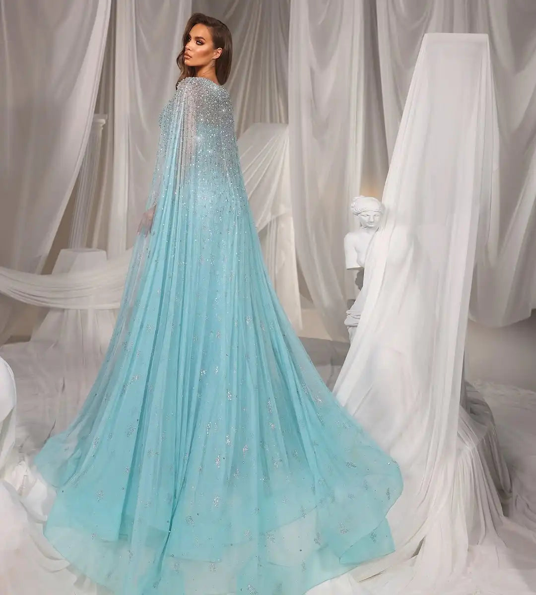 Pro Luxury Cape Arabic Evening Gown