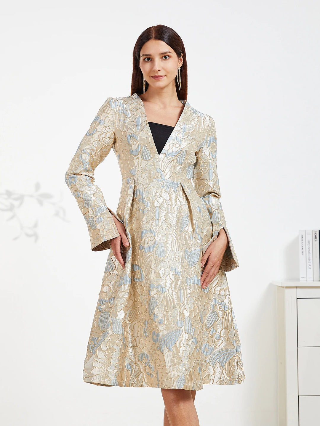 High-End Embroidered Midi Dress
