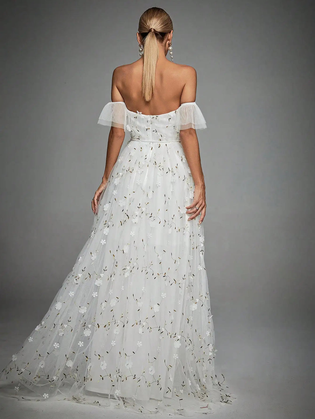 Line collar Three-dimensional Big Swing Dress