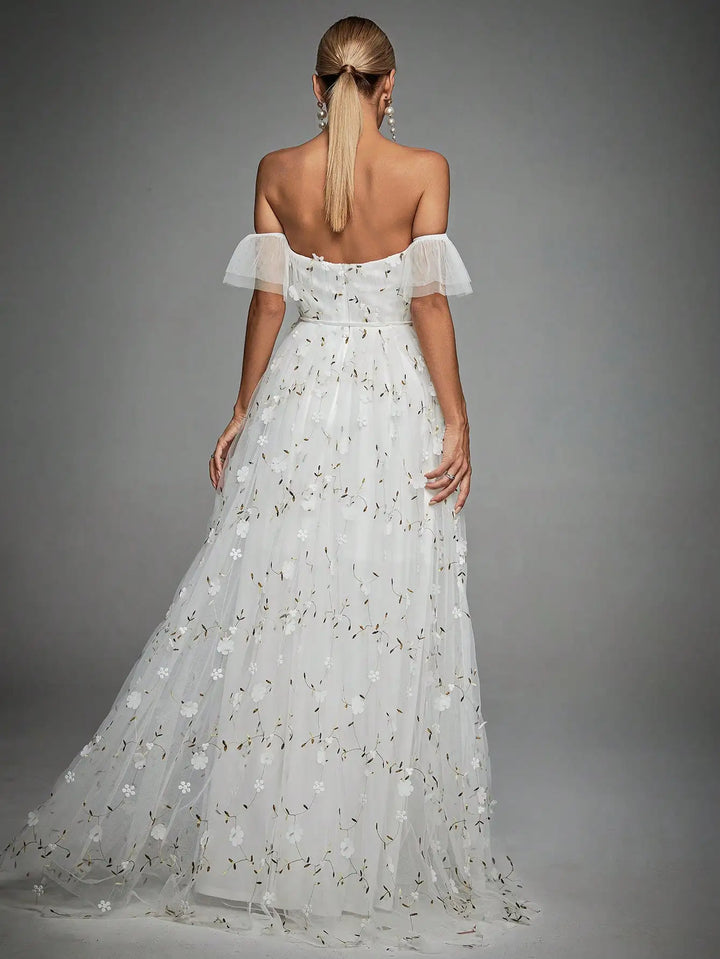 Line collar Three-dimensional Big Swing Dress