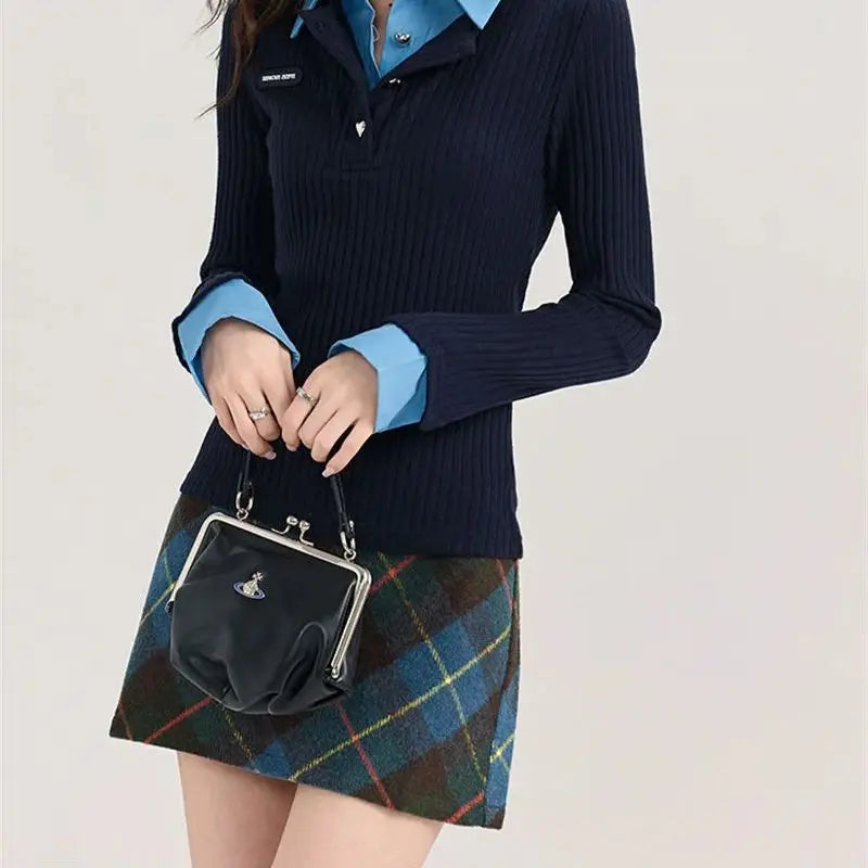 Luxury Plaid A-Line Mini Skirt