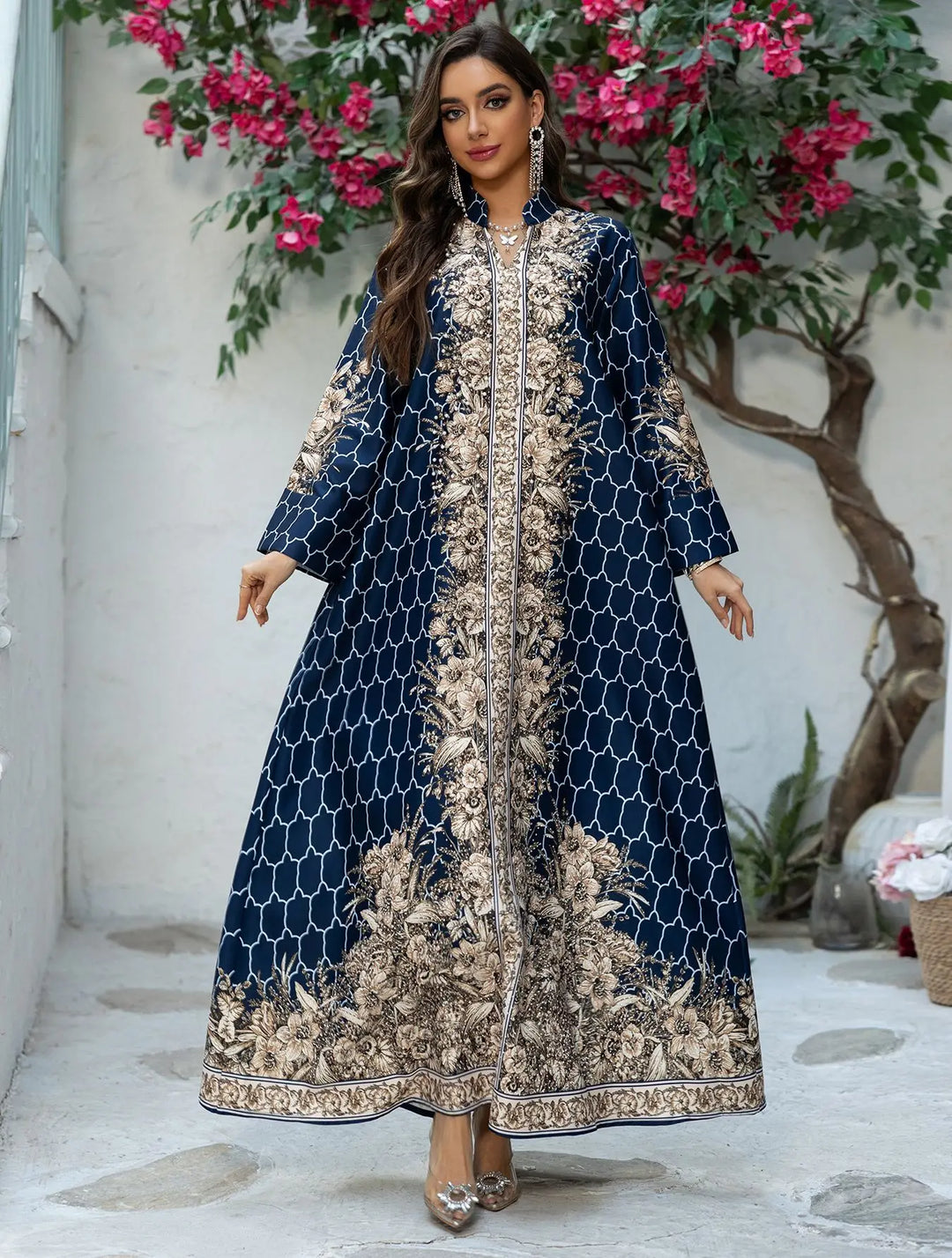 High-Class Bedazzled Long Kaftan Dress