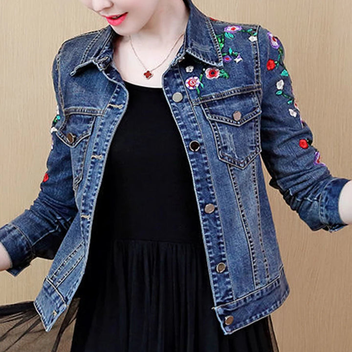 Tasteful Embroidered Short Denim Jacket