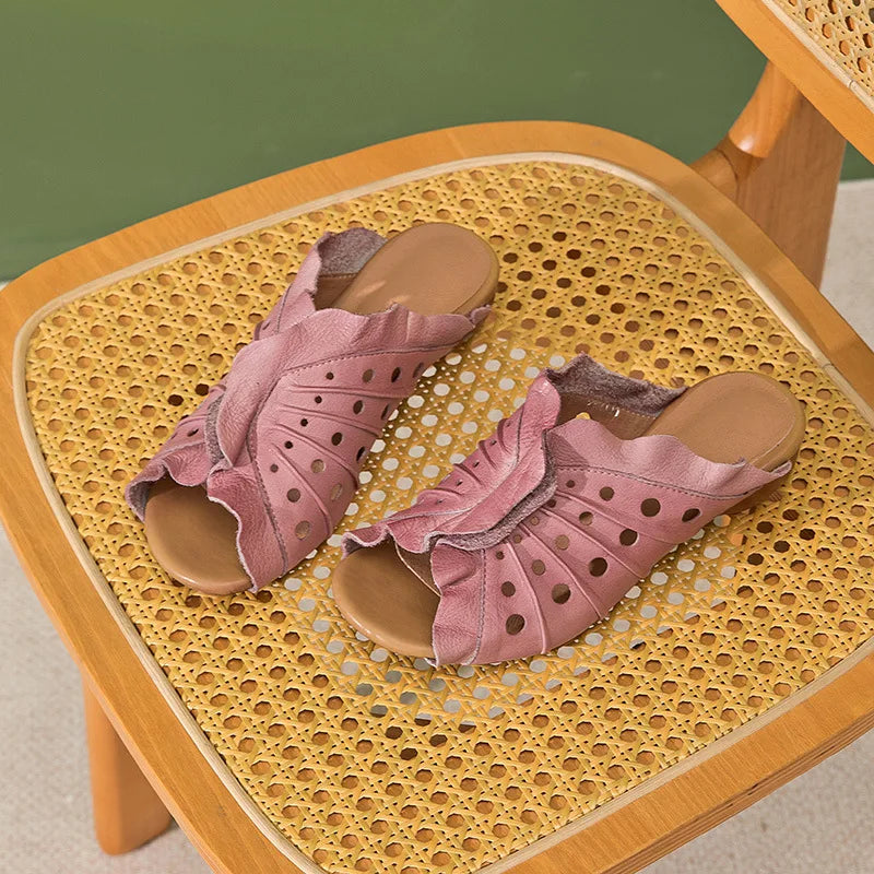 Comfy Hollow Flat Leather Shoes