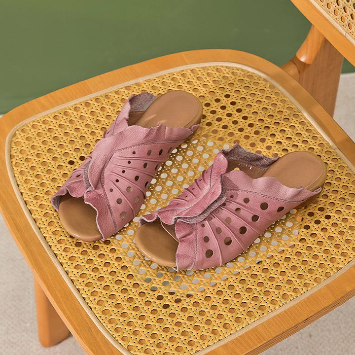 Comfy Hollow Flat Leather Shoes