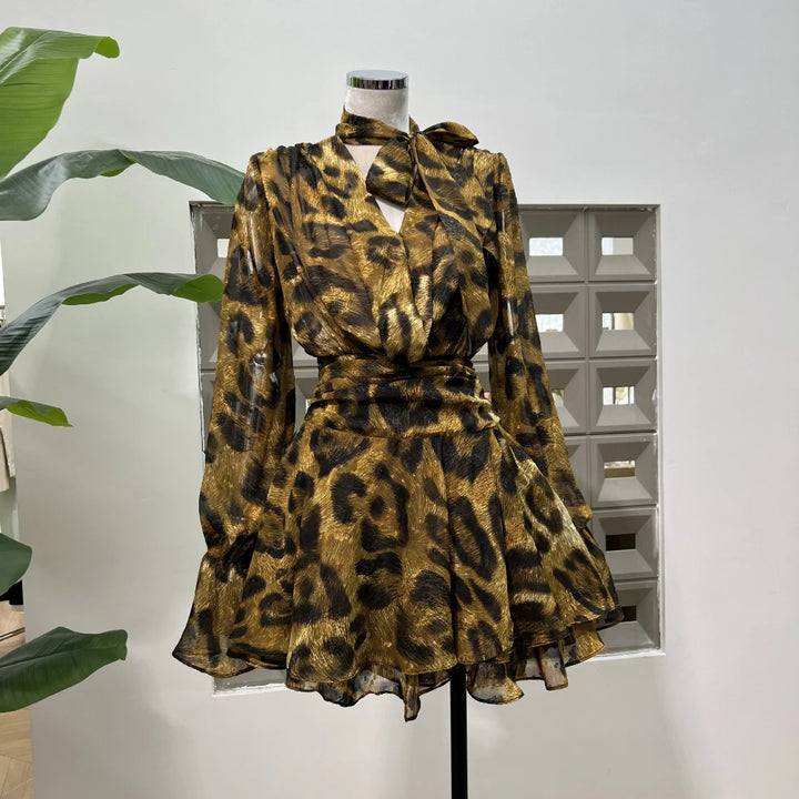 Regal Leopard Printed Mini Dress