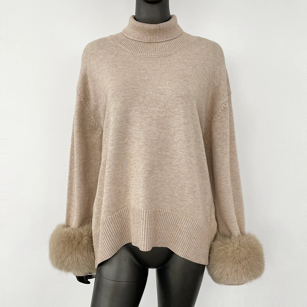 Stylish Standup Collar Loose Knitted Jumper