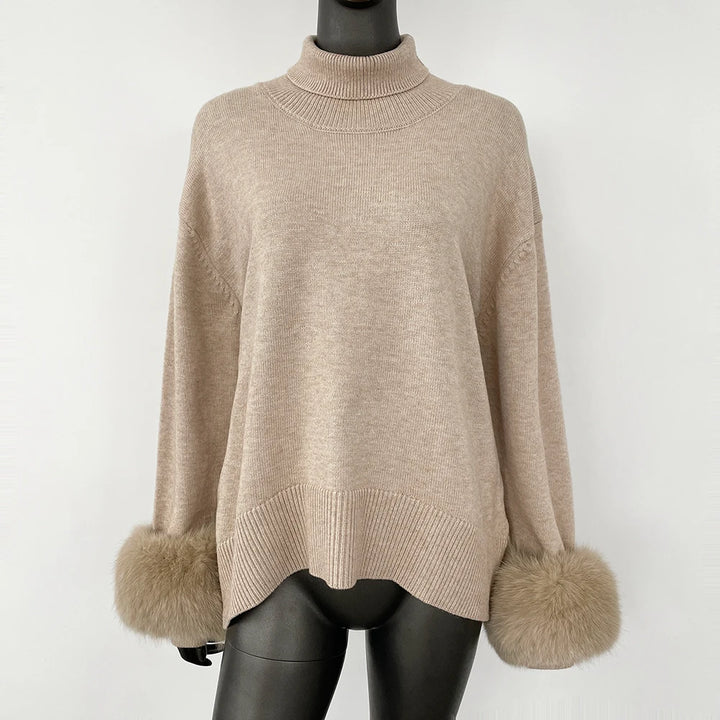 Stylish Standup Collar Loose Knitted Jumper