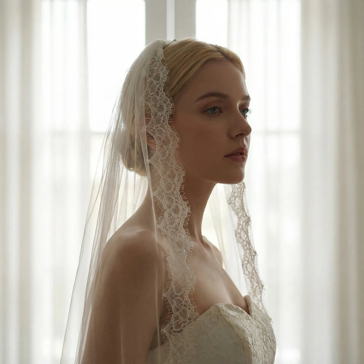 Romantic Scalloped Lace Bridal Veil