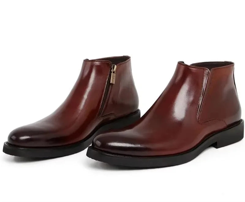 High-Top Cowhide Leather Men's Boots