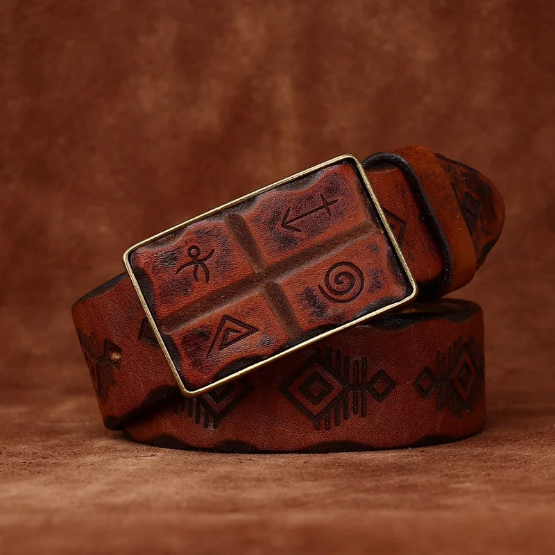 Stunning Engraved Leather Belt