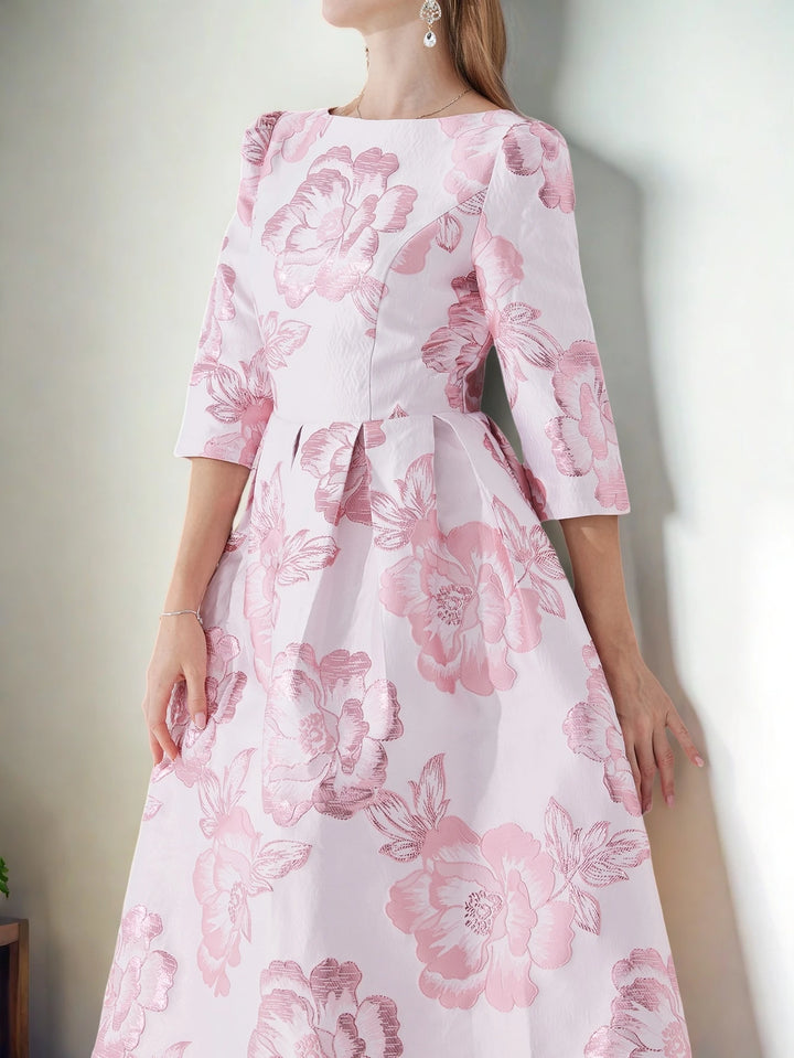 Luxury Floral Jacquard Party Dress