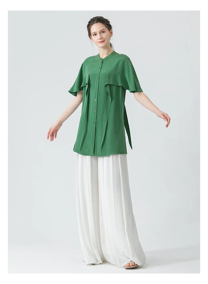 Decorative Ruffled Short-sleeved Shirt