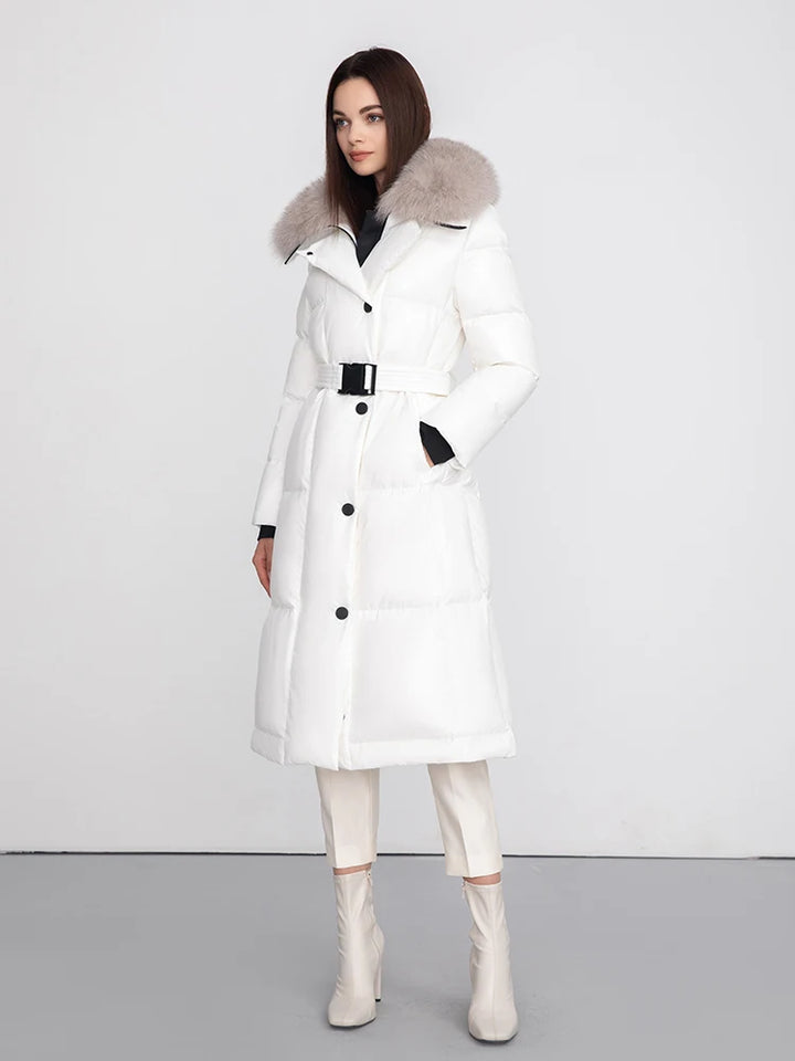 Natural Real Fur Collar Winter Down Coat